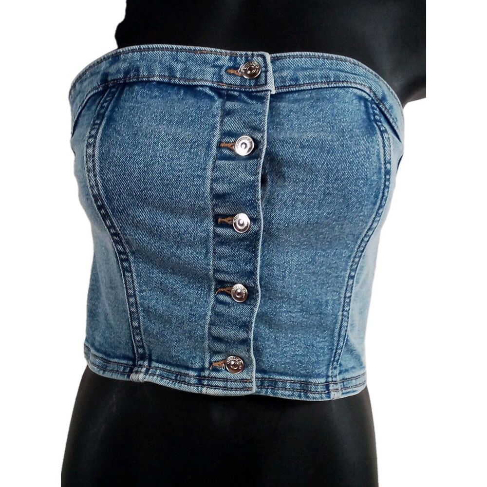 Women's Divided Denim Crop Top Size Large